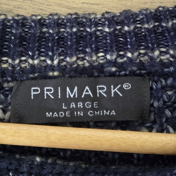 Primark Navy and Cream Knit Men's Large Sweater - Picture 7 of 9